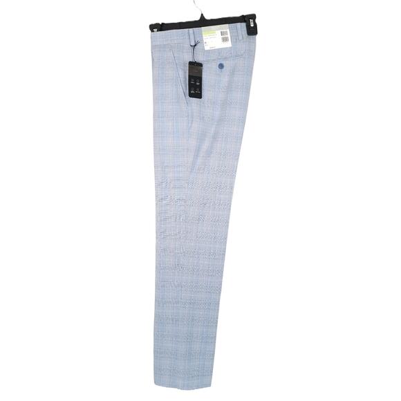 Alfani Men's Slim-Fit AlphaTech Stretch Suit Pants Light Blue Plaid 30x30 NWT - Picture 4 of 6